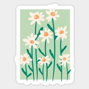 white daisy botanical illustration Sticker